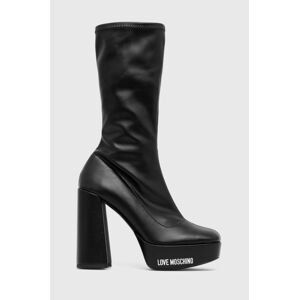 Členkové topánky Love Moschino dámske, čierna farba, na podpätku, JA2607CG1HIEZ000
