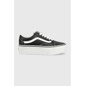 Kožené tenisky Vans Old Skool Stackform dámske, čierna farba, VN0A7Q5MBPB1