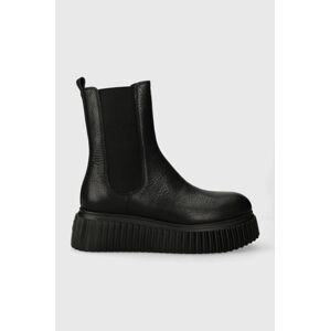 Kožené topánky chelsea AGL PENELOPE dámske, čierna farba, na platforme, D751546PGKI0121013