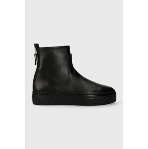 Kožené členkové topánky AGL MEGHAN BOOTIE dámske, čierna farba, na platforme, D925503PGKV0191013
