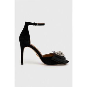 Semišové sandále Kurt Geiger London Kensington Bow Sandal čierna farba, 9989100209