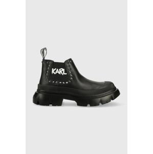Členkové topánky Karl Lagerfeld TREKKA MAX dámske, čierna farba, na platforme, KL43531