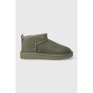 Semišové snehule UGG Classic Ultra Mini zelená farba, 1116109