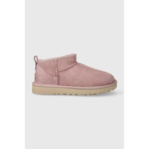 Semišové snehule UGG Classic Ultra Mini ružová farba, 1116109