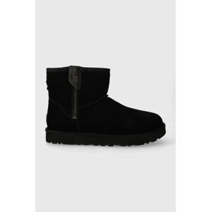 Semišové snehule UGG Classic Mini Bailey Zip čierna farba, 1151230