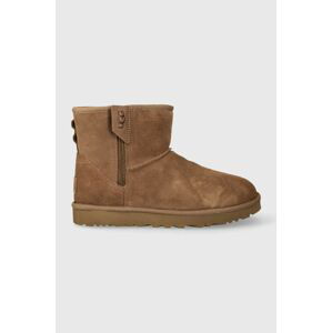 Semišové snehule UGG Classic Mini Bailey Zip hnedá farba, 1151230