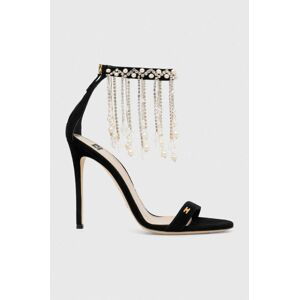 Semišové sandále Elisabetta Franchi čierna farba, SA04L37E2