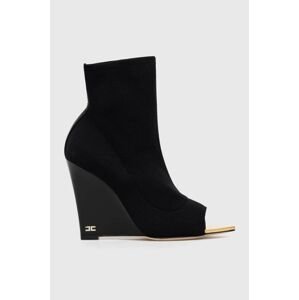 Členkové topánky Elisabetta Franchi dámske, čierna farba, na kline, SA09C37E2