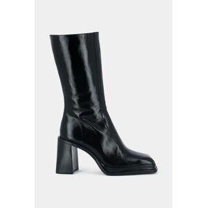 Kožené členkové topánky Jonak BAGNA CUIR BRILLANT dámske, čierna farba, na podpätku, 3100161
