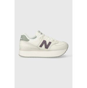 Kožené tenisky New Balance WL574ZFG biela farba