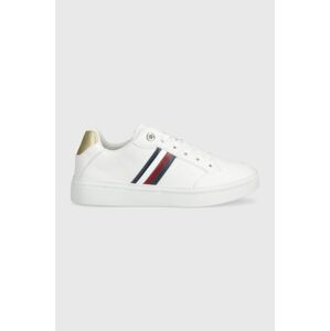 Kožené tenisky Tommy Hilfiger ELEVATED GLOBAL STRIPES SNEAKER biela farba, FW0FW07446