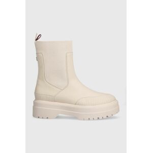 Topánky chelsea Tommy Hilfiger FEMININE RUBBERIZED THERMO BOOT béžová farba, na platforme, FW0FW07475