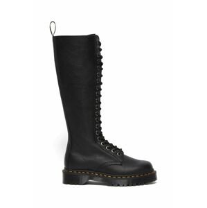 Kožené čižmy Dr. Martens 1B60 Bex dámske, čierna farba, na plochom podpätku, DM27016001