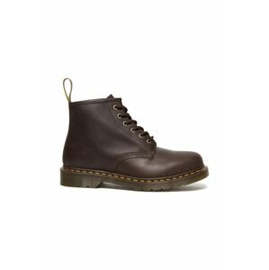 Kožené členkové topánky Dr. Martens 101 dámske, hnedá farba, na plochom podpätku, DM27761201