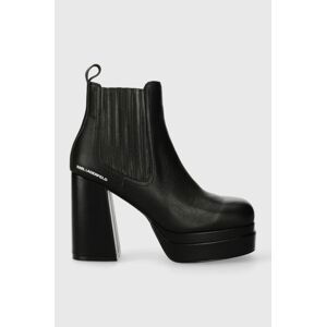 Kožené topánky chelsea Karl Lagerfeld STRADA dámske, čierna farba, na podpätku, KL30143