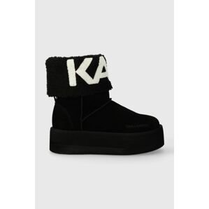 Semišové snehule Karl Lagerfeld THERMO čierna farba, KL48552