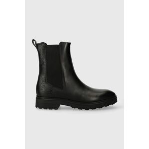 Topánky chelsea Calvin Klein CLEAT CHELSEA BOOT - EPI MN MX dámske, čierna farba, na plochom podpätku, HW0HW01699