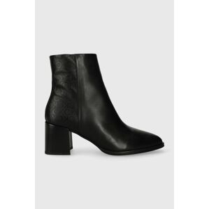 Členkové topánky Calvin Klein ALMOND ANKLE BOOT 55 - EPI MN MX dámske, čierna farba, na podpätku, HW0HW01701