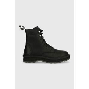 Kožené členkové topánky Sorel HI LINE LACE dámske, čierna farba, na plochom podpätku, zateplené, 2009111010