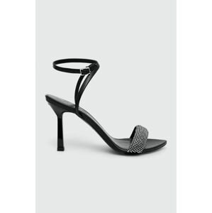 Kožené sandále HUGO Katniss Sandal 90 čierna farba, 50504516