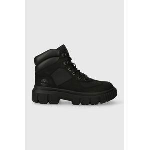 Topánky Timberland Greyfield F/L Hiker dámske, čierna farba, na plochom podpätku, TB0A5ZD40011