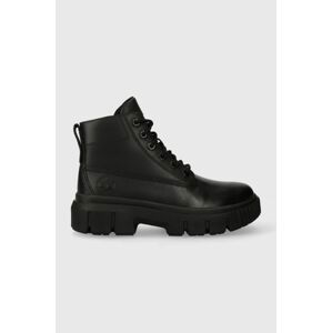 Kožené workery Timberland Greyfield Leather Boot dámske, čierna farba, na plochom podpätku, TB0A5ZDR0011