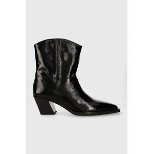 Kožené kovbojské topánky Vagabond Shoemakers ALINA dámske, čierna farba, na podpätku, 5421.160.20