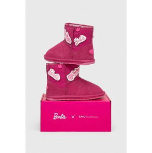 Detské zimné semišové topánky Emu Australia x Barbie, Wallaby Mini Play ružová farba