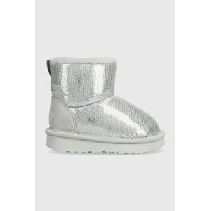 Detské snehule UGG T CLASSIC MINI MIRROR BALL strieborná farba