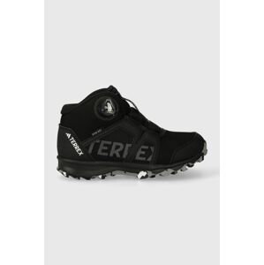 Detské topánky adidas TERREX IF7508 BOA MID R.RD CBLACK/FTWWHT čierna farba