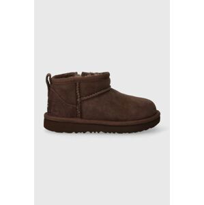 Detské semišové snehule UGG T CLASSIC ULTRA MINI hnedá farba