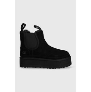 Detské zimné semišové topánky UGG KIDS NEUMEL PLATFORMLSEA čierna farba
