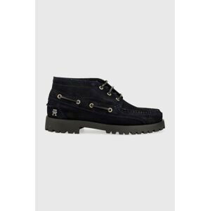 Semišové poltopánky Tommy Hilfiger TH BOAT BOOT CLASSIC pánske, tmavomodrá farba, FM0FM04684