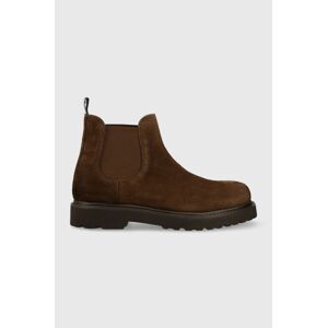 Semišové topánky chelsea Tommy Jeans TJM CHELSEA HIGH BOOT pánske, hnedá farba, EM0EM01205