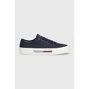 Tenisky Tommy Jeans CANVAS SNEAKER pánske, tmavomodrá farba, EM0EM01299