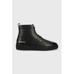 Kožená obuv Karl Lagerfeld FLINT pánske, čierna farba, KL53350
