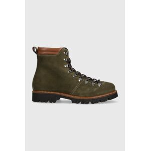 Semišové workery Tommy Hilfiger HILFIGER W MIX SUEDE HOOKS BOOT pánske, zelená farba, FM0FM04764