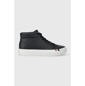 Tenisky Tommy Hilfiger MODERN VULC LTH HI WL pánske, tmavomodrá farba, FM0FM04820