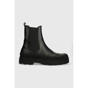 Kožené topánky chelsea Calvin Klein CHELSEA pánske, čierna farba, HM0HM01215