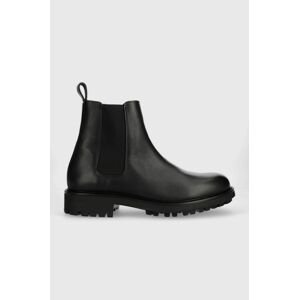 Kožená obuv Calvin Klein CHELSEA BOOT pánske, čierna farba, HM0HM01229