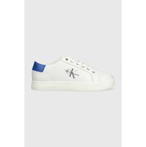 Kožené tenisky Calvin Klein Jeans CLASSIC CUPSOLE LACEUP LOW LTH biela farba, YM0YM00491