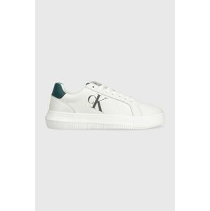 Kožené tenisky Calvin Klein Jeans CHUNKY CUPSOLE LACEUP LTH MIX biela farba, YM0YM00775