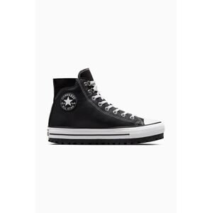 Kožené členkové topánky Converse Chuck Taylor All Star City Trek čierna farba, A04480C