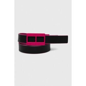 Obojstranný kožený opasok Tommy Jeans dámsky, ružová farba