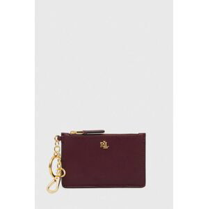 Kožená peňaženka Lauren Ralph Lauren dámsky, bordová farba