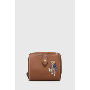 Kožená peňaženka Polo Ralph Lauren dámsky, hnedá farba