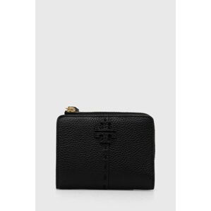 Kožená peňaženka Tory Burch dámsky, čierna farba