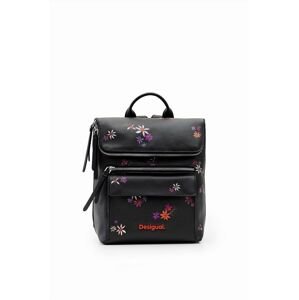 Ruksak Desigual 23WAKP09 ACCESSORIES PU BACKPACK MINI dámsky, čierna farba, malý, s potlačou