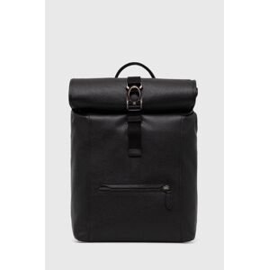 Kožený ruksak Coach pánsky, čierna farba, veľký, jednofarebný