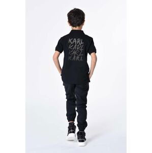 Detské polo tričko Karl Lagerfeld čierna farba, s potlačou